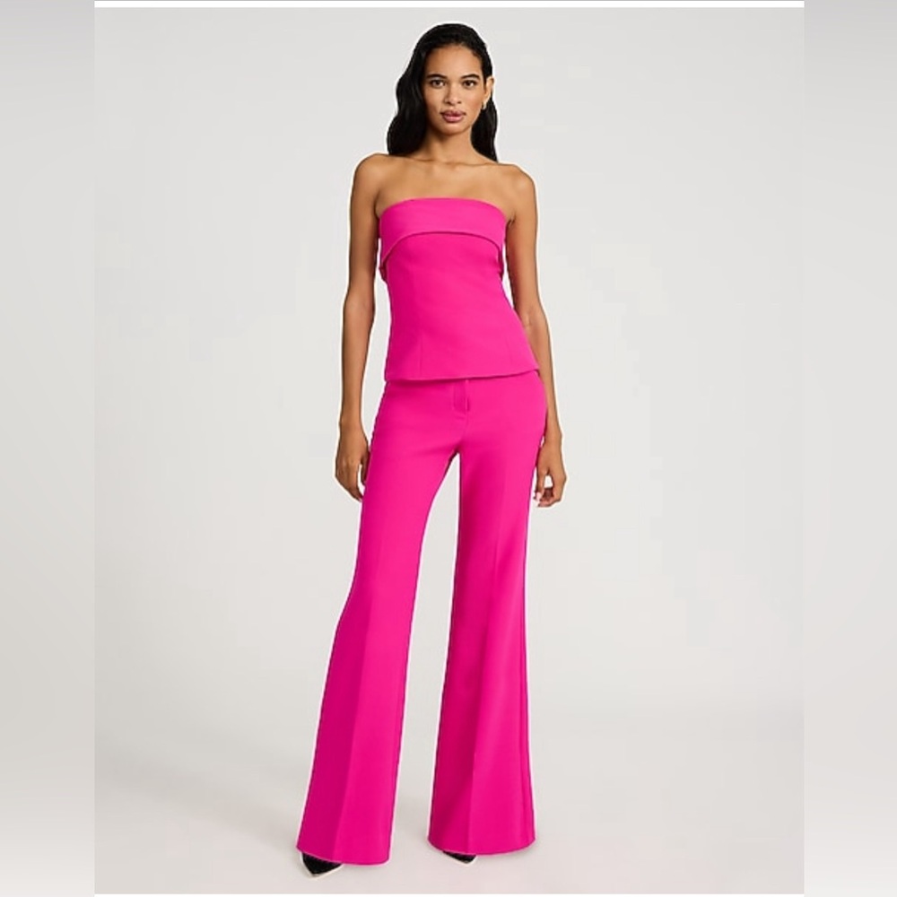 NWT Express Editor Studio Stretch Twill High Waisted Flare Trouser - Picture 3 of 6